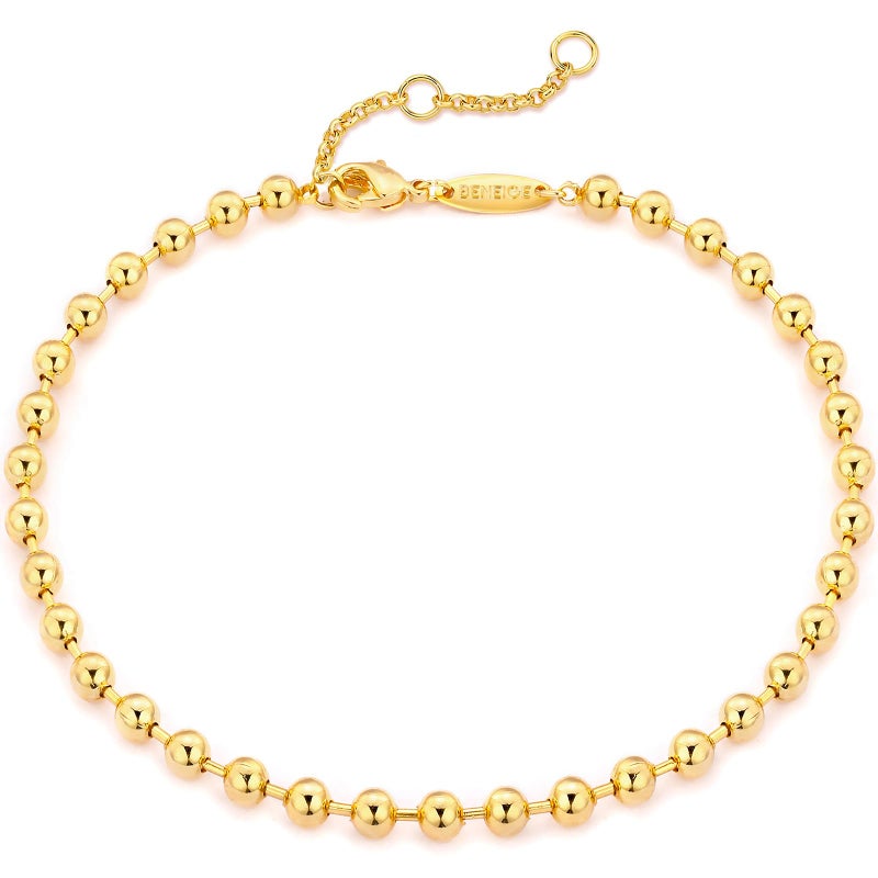 BENEIGE Gold Bracelets for Women 14K Gold Plated 4MM Ball Bracelet Adjustable Beaded Bracelets for Women Jewelry Gifts - Image 1